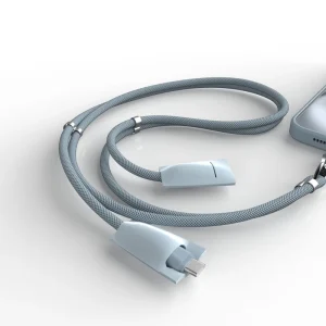 60W 3A USB-C to USB-C Fast Charging Cable Premium PVC+Braided Cord 1.6M Length with Lanyard