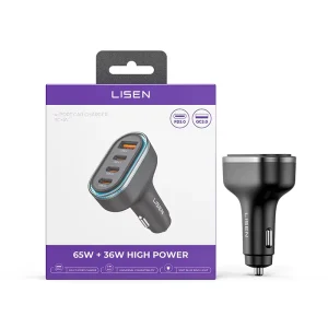 60W Car Phone Charger 4 Ports PD 3.0 USB C Charging Adapter for iPhone 17 16 Samsung Truck