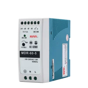 60W DIN Rail Switching Power Supply MDR-60-5 5V 10A AC to DC