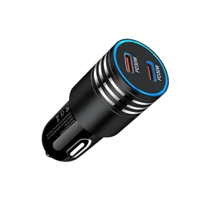60W Dual PD Car Charger Adapter Fast Charging Dual Type-C Port