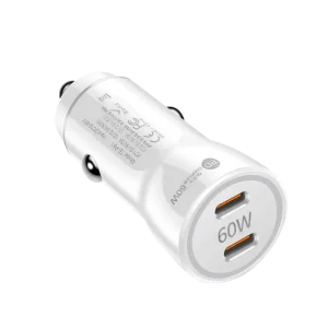 60W Dual Port PD QC3.0 Fast Car Charger USB C Universal USB Mobile Phone Cigarette Lighter Charger Adapter