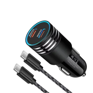 60W Dual USB C PD 30W Type C Car Charger Fast Charging Power Adaptor for Mobile Phone