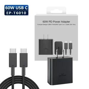 60W GaN PD Type-C Fast Charger for Samsung S26 S27 US Plug Super Fast Charger 3.0