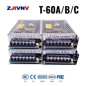 60W Triple Output Switching Power Supply SMPS Light Transformer T-60A 5V 5A, 12V 2.5A, -5V 0.5A AC-DC Converter for LED Strip