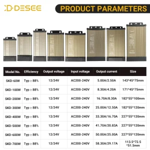 60w-700w LED Lighting Transformer Rainproof Power Supply 12V AC DC Source Switching Power Supply