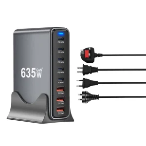 635W USB C PD GaN Charger 8-Port USB C Charging Station GaN PD3.1 140W 100W 65W PC Laptop Fast Charger Adapter
