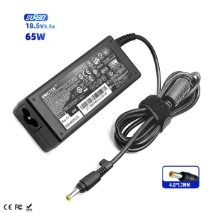 65W 18.5V 3.5A PD DC Replacement AC Laptop Charger 4.8*1.7mm Yellow Tip OTP Compatible with 510/520/530/CQ515/Compaq