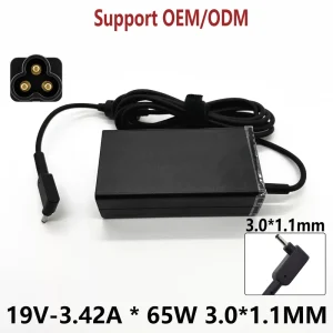 65W 19V 3.42A 3.0*1.1mm Fireproof PD 3.0 Laptop Charger Power Supply Compatible with Laptops