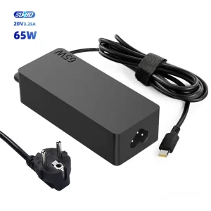 65W 20V 3.25A Type-C Laptop Charger AC Adapter Power Supply for QC3.0 PD Fast Charging ABS Shell