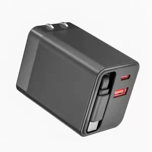 65W 45W GaN PD Multi Port Wall Retractable Charger with Type C Cable Super Fast Charging for Laptop & Mobile Devices