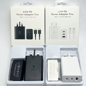 65W Charger Set with European American and British Standards Three-Port PD Multi-Protocol Mobile Phone Adapter