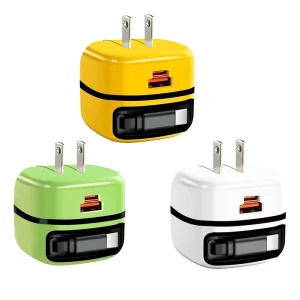 65W Charger with Retractable Cable PD+QC Fast Charger QC3.0 Type-C for Laptop EU UK Plug Adapter