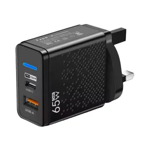 65W Dual USB-C Wall Charger Durable Fast Plug Charging for iPhone Samsung S23 QC PD 3.0 Power Adapter for Laptop for US EU UK