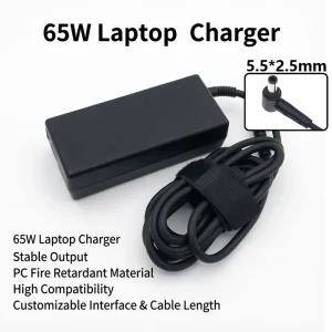 65W Fireproof Power Supply Adapter 19V 3.42A 5.5×2.5mm AC Adapter PD 3.0 for Fujitsu Laptops