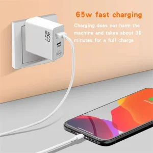 65W GaN Charger, PD QC5.0 Fast Charging, OTP Protection, 220V Universal Power Supply for Laptops, Mobile Phones and Earphones