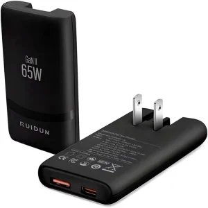 65W GaN USB-C Dual-Port Wall Charger PD 3.0 QC 4.0 Foldable Compact Plug for Laptops, Phones, and Tablets