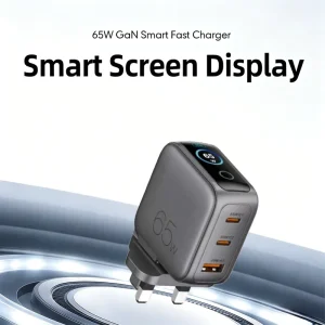 65W High Power GaN PD AI Travel Charger Fireproof OTP OVP 2 USB C + 1 USB A Ports Laptop Smart Watch Earphone