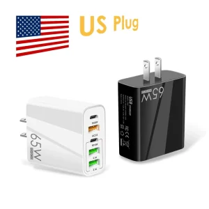 65W PD 3.1 Portable Travel US UK EU Charger Adapter for Fast Charging
