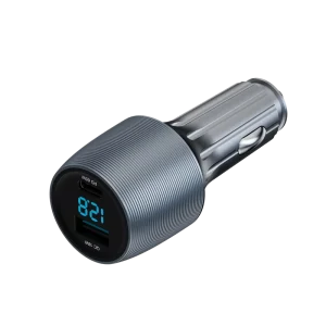 65W PD Car Charger Aluminum Alloy Voltage Display Car Charger Adapter Universal Compatibility for USB Devices