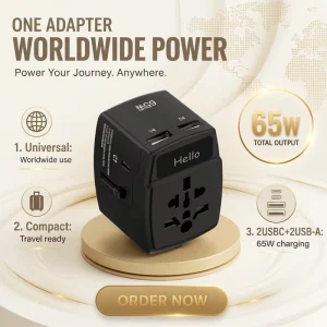 65W PD Type C Travel Charger Customizable 4 Port USB Universal Plug Adapters for Laptop Mobile Phone Earphones AC