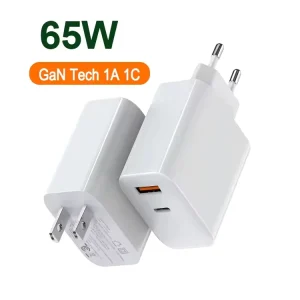 65W US EU Fast PD Charger Type C GaN Charger Type C Power Adapter for Tablets Notebook Dell HP