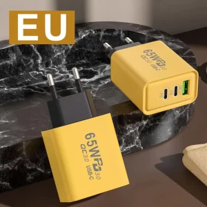 65W USB-C Charger 3-Port QC USB-A and USB-C Power Adapter for iPhone Samsung