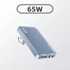 65W USB-C Foldable Plug Wall Charger PD Adapter for iPad iPhone Laptops and Smart Watches