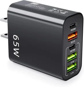 65W USB-C PD QC3.0 Multiple-Port Charger Adapter
