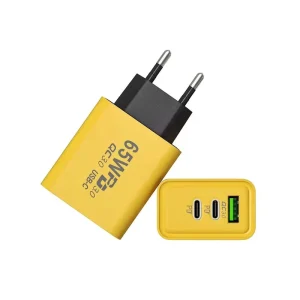 65W USB-C Wall Charger Fast Charging Multifunction Travel Adapter with PD Function
