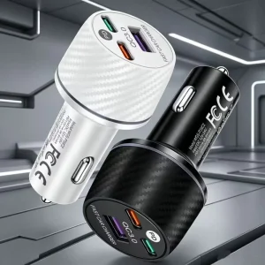 66W Car Charger 3 Ports USB-C PD Fast Charging Adapter for Mobile Phone