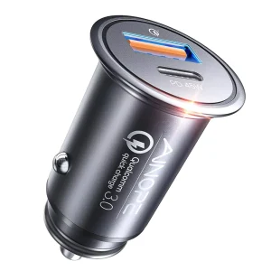 67.5W Fast Car Charger USB C PD QC Dual Port Mini Metal Body Adapter for iPhone 16 15 Pro Max