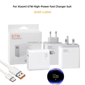 67W/120W Turbo Charge USB-C Power Adapter, EU/US/UK Plug, 6A Cable