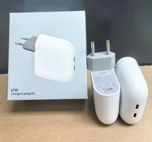 67W Dual USB-C Charger Adapter, EU/US Plug, 45W Power Charging Output