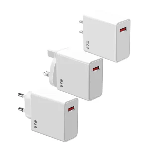 67W Fast Charger PD 3.0 QC 4.0 USB C Wall Charger Adapter Plugs World Trvel Caharging Kit for Phone Laptop