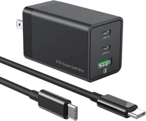 67W PD GaN PPS 3-Port Wall Charger Adapter for Laptops and Smartphones
