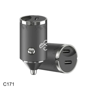 70W Dual-Port Car Charger Adapter Zinc Alloy Metal Universal Type-C Charger