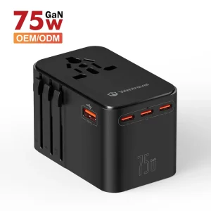 75W Type C Fast Charging GaN Wall Charger 5 Ports Travel Adapter CE FCC for EU/UK/US/AU Plug Styles