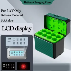 8 Bit Battery Charger with Digital LCD Screen for AA and AAA 1.5V Lithium Li ion Batteries Charging Stand 15W Output