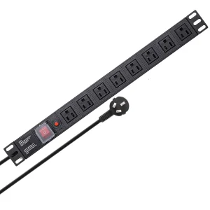 8 Outlet US PDU 13A 125V 1U 19″ Rack Mount Power Distribution Unit Aluminium Alloy Shell IP66 Server Rack SPD