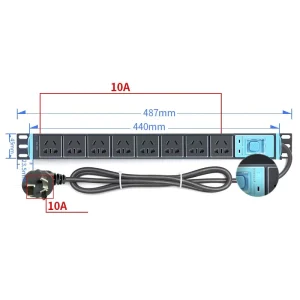8 Port Custom 240V PDU Strip 3 Phase Power Distribution Unit 220V Server Rack Cabinet 10A/16A Aluminium Alloy Shell IP66 Rated
