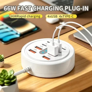 8 in 1 Portable Multi Port Docking Station 1m Cable PCABS Material Fast Charging Phone Adapter Power Strip