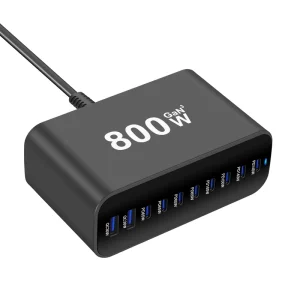 800W GaN Desktop Charging Station 8-Port Multi PD QC Fast Charger QC30W PD65W PD140W Laptop MacBook Phone Multi-device Charger