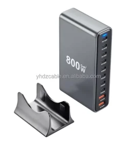800W Multi-Port 10-Port USB GaN Fast Charging Desktop Charger Adapter 140W for Laptop and Tablet