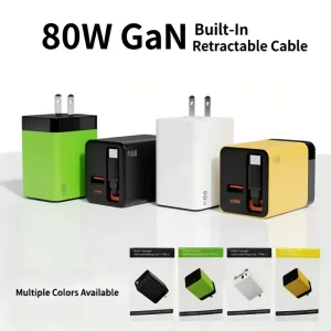 80W Charger Adapter Fast Charging USB Type C With 70cm Cable Overload Protection for Mobile Phone and Tablets