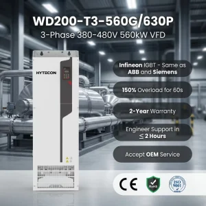 850HP 750HP 560kW 630kW AC Drive 3-Phase 380V-480V VFD Inverter WD200-T3-560G/630P Water Pump Mill