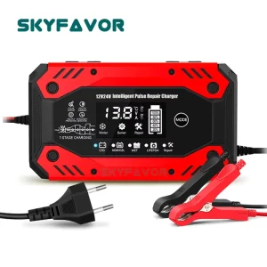 9-stage LiFePO4 Lead Acid Battery Charger 12V 24V 10A Automatic Universal Truck Motorcycle Car Battery Charger With Pulse Repair