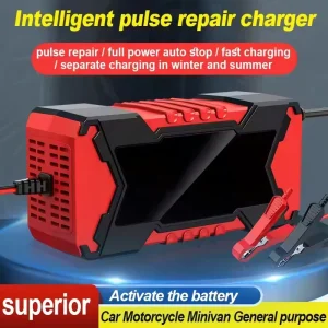 90W 110-240V Portable 12V 6A Smart Battery Charger XMT1224 LED Illumination Pulse Repair for Car Scooter Vehicle