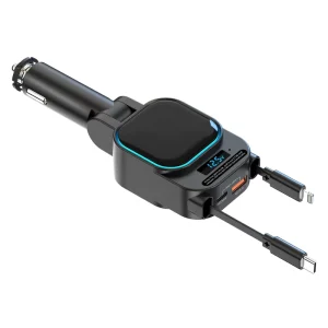 96W PD Dual Retractable Cable Fast Car Charger for Laptop & Computer