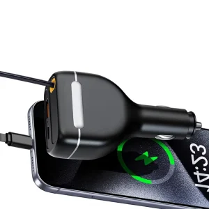 96W Retractable Car Charger USB Type C PD Car Charger 85CM Cable Phone Car Charger Fast Charging Adapter Car Charger for Mobile