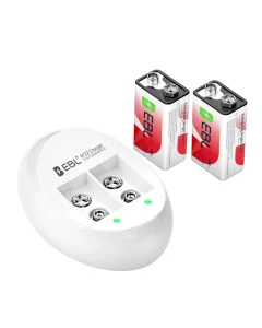 9V Li-ion Rechargeable Batteries with 9V Battery Charger 600mAh 9 Volt Cell 2 Pack